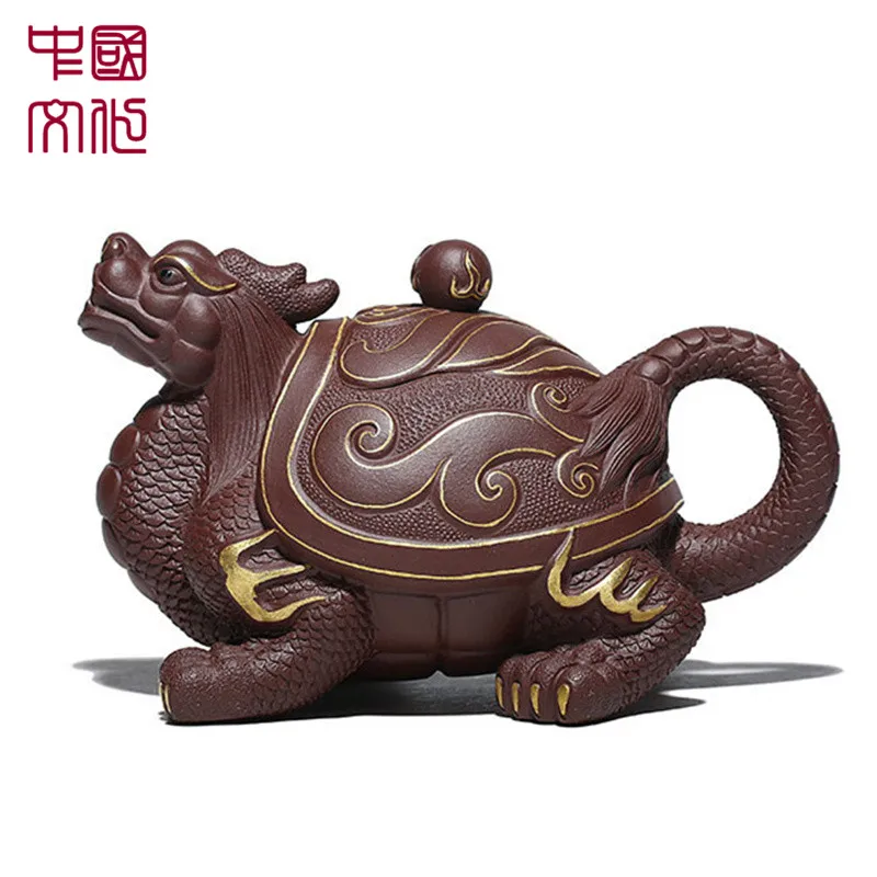 

Yixing Purple Clay Teapot Handmade Dragon Turtle Pot Tea Pot Creative Zisha Pot Kung Fu Tea Set