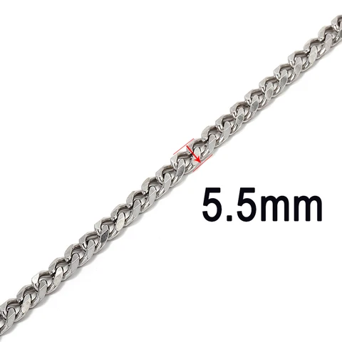 meter 304 Stainless Steel Cuban Chain 2-7mm Thick Flat Bulk Chain DIY Punk Necklace Hiphop Bracelet Jewelry Making Accessories