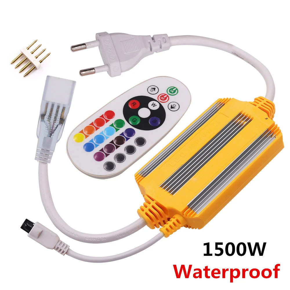 EU 220V Waterproof 24key IR remote controller 1500W 2500W For 5050 2835 RGB LED Strip Neon Light | Лампы и освещение