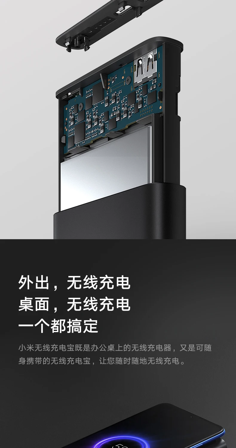 Xiaomi Беспроводной внешний аккумулятор 10000 мАч Внешний аккумулятор портативное быстрое зарядное устройство для всех смартфонов Xiaomi зарядное устройство