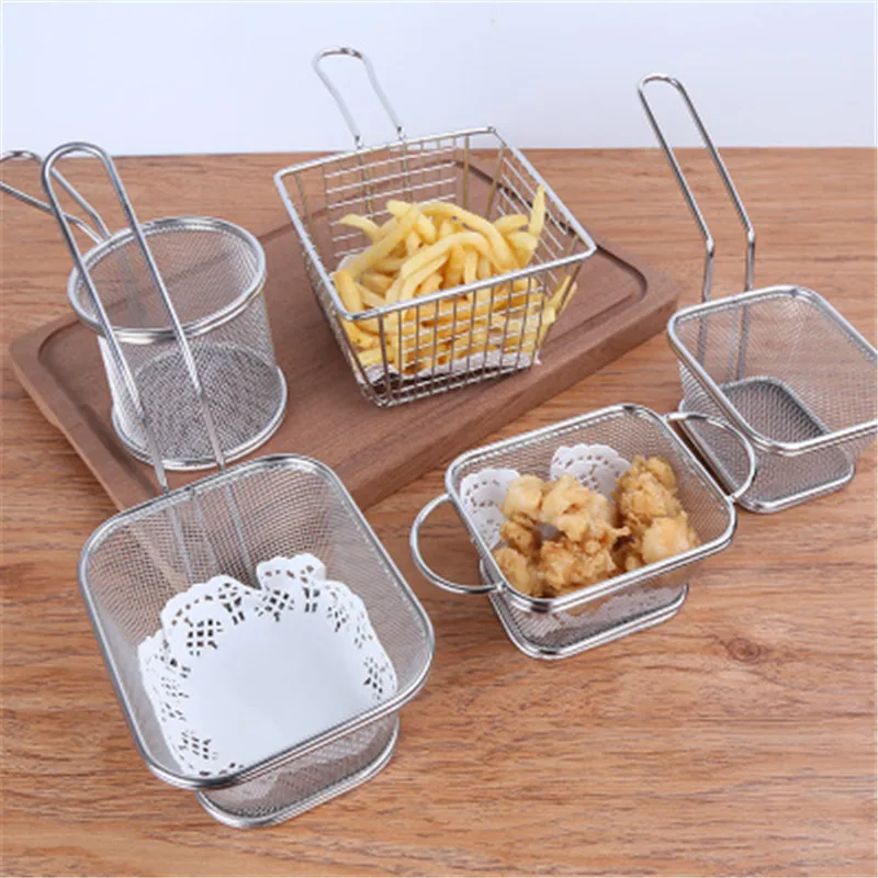 

Kitchen Stainless Steel Strainer Fry Tool Basket French Fries Basket Strainer Snack Basket Small Fry Blanket Restaurant Sieve