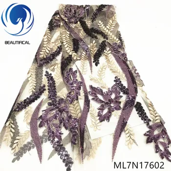 

BEAUTIFICAL african fabrics net lace sequins fabric for dress beautiful sequins embroidery tulle lace fabric 5yards ML7N176