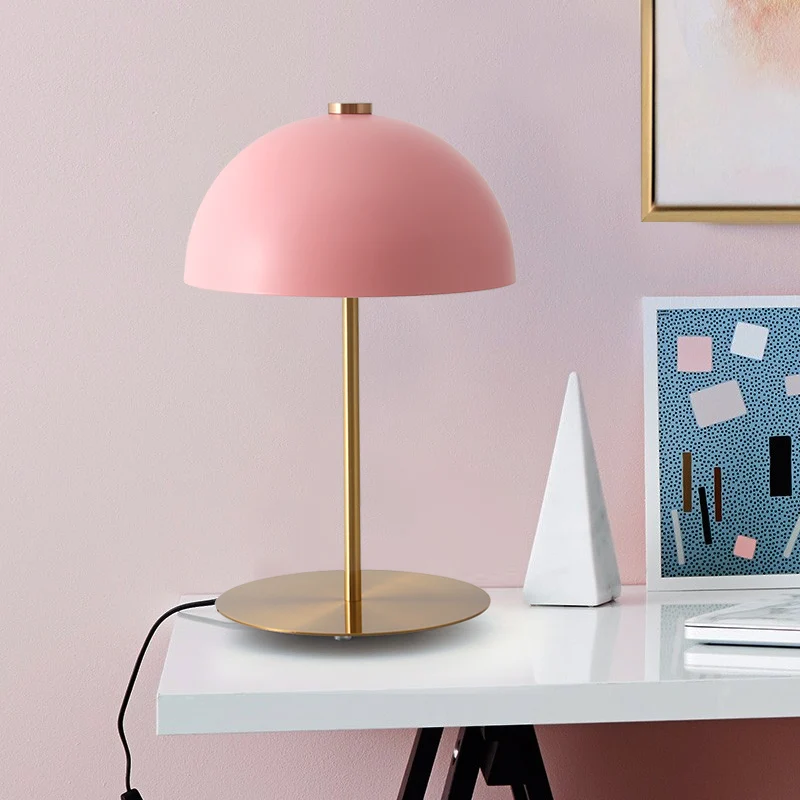 A Room Pink Colour Mushroom Desk Lamp Designer Originality Desk