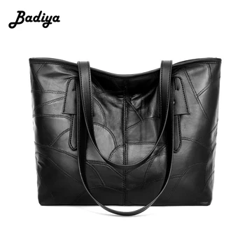 

2020 Big New Women Shoulder Bags Ladies Genuine Leather Bags Casual Women Zipper Handbags Famous Brands Patchwork Tote Bags