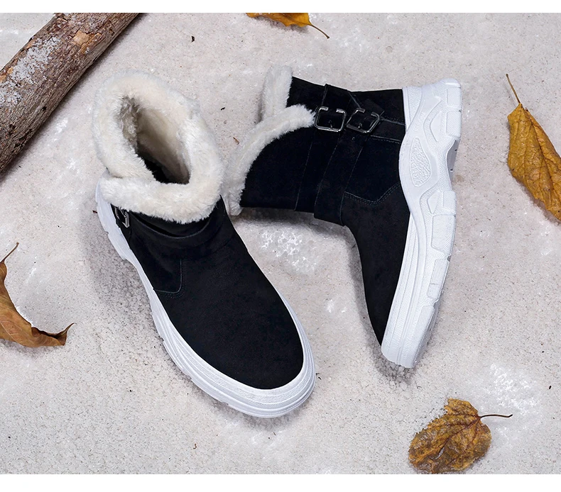 WWKK New Fashion Men Boots High Quality Waterproof Sneakers Ankle Snow Boots Shoes Warm Fur Plush Slip-On Winter Shoes Men