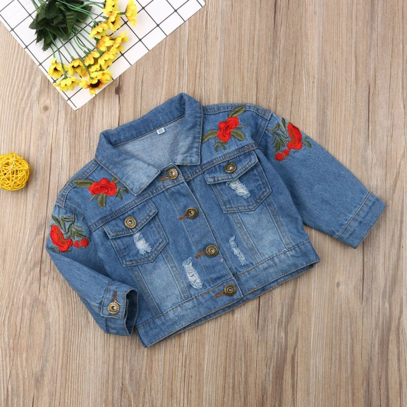 winter floral denim jacket