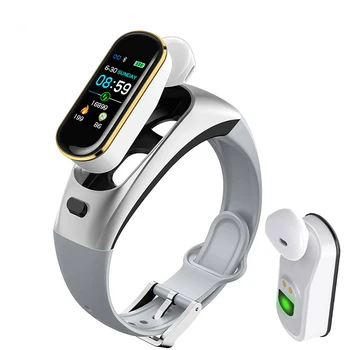 

2-in-1 Sports Smart Watch Bluetooth Wireless Earphones Heart Rate Blood Pressure Call Reminder Waterproof Smart Band for MenWo