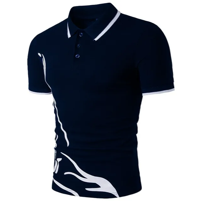 summer new Polo shirt men short-sleeved casual Slim solid color Polo shirt shrink-proof quick-drying outdoor leisure POLO shirt Navy Blue