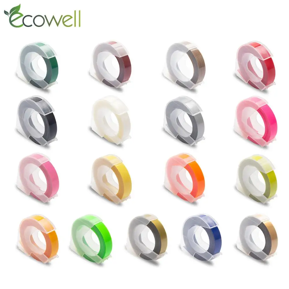 Ecowell 1 шт. 9 мм Dymo 3D пластиковая лента с тиснением для тиснения этикеток