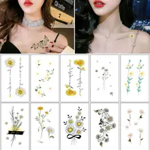 10Pcs/set Fashion Beautiful Breathable Cute Hand Body Decoration Waterproof Sticker Daisy Tattoo Stickers