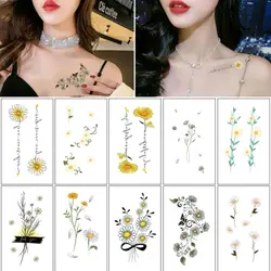 10Pcs/set Fashion Beautiful Breathable Cute Hand Body Decoration Waterproof Sticker Daisy Tattoo Stickers