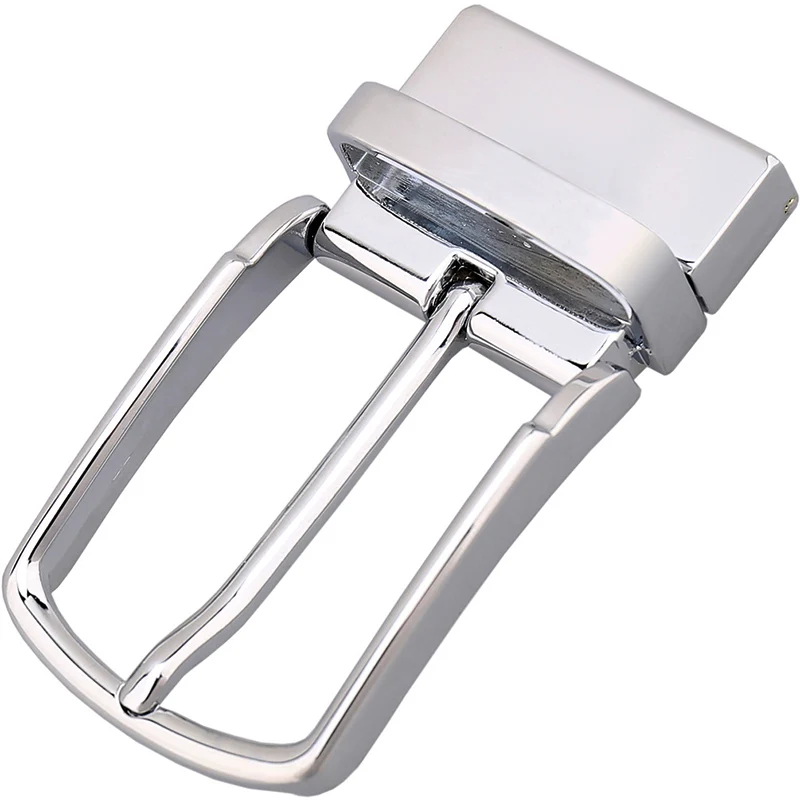 Chromed buckle Мужской деловой ремень MEDYLA, без пряжки, матовая металлическая Поворотная пряжка, натуральная кожа, деловой ремень для мужчин, деловые аксессуары - Цвет: Chromed buckle