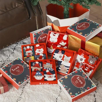 

4pcs Christmas woman socks funny cartoon Santa Claus Christmas tree socks kawaii cartoon animal girl Christmas gift socks