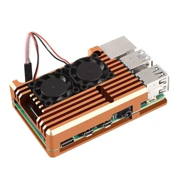 Boîtier en métal pour Raspberry Pi 4 B Étui D'armure avec Double Ventilateur De Refroidissement En Alliage D'aluminium, de Rayonnement et de Protection Contre La Rouille Or/Argent/Bleu 