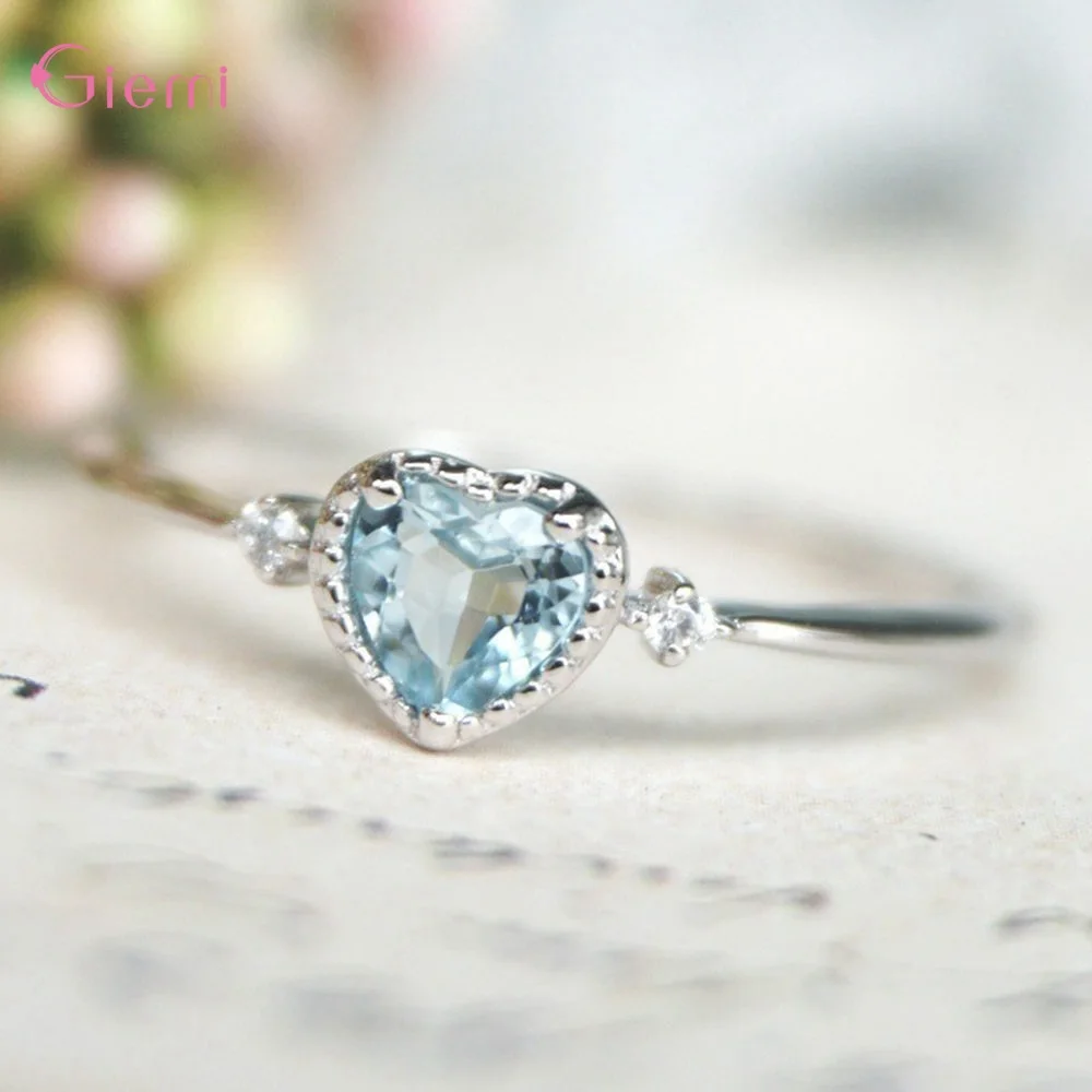 Новое поступление 925 пробы серебряные модные массивные кольца для женщин Свадебные обручальные романтические в форме сердца CZ Кристалл