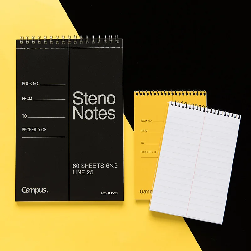 Koyuyo Gambol Steno Note Classic Yellow Black Softcover Notebook With