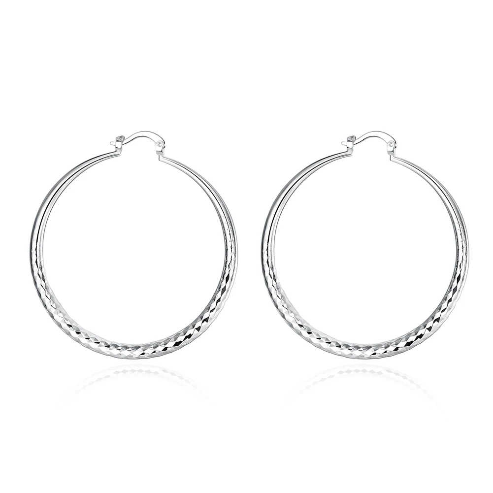 Fashion Jewelry 925 Sterling Silver Women's Big Round Hoop Earrings High Quality Party/Wedding Gift 6.8*6.8cm | Украшения и