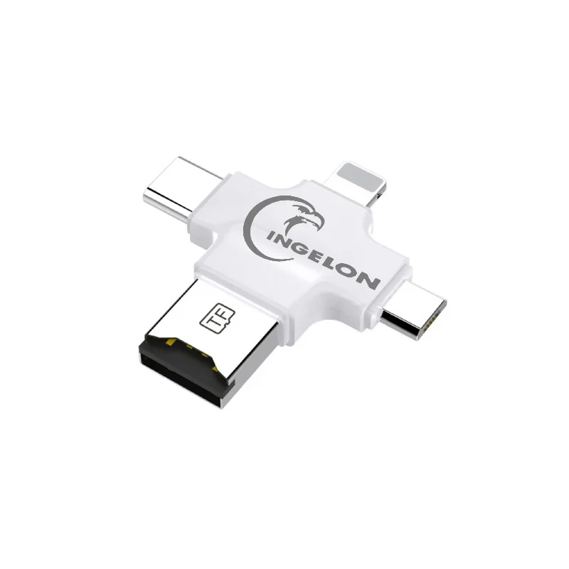 4in1-Reader-White Micro SD ридер Microsd разъем с TF смарт-карты 8 Гб адаптер для iphone ios и Android телефонов OTG карт памяти ридер дропшиппинг - Цвет: 4in1-Reader-White