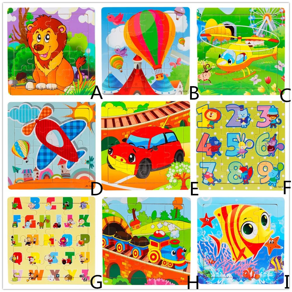 Wooden Puzzle Kids Toy cartoon animal Learning Education Interesting Wooden Toys Children
