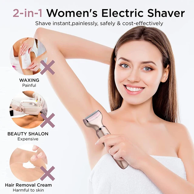 Professional Women Epilator 2 in 1 Electric Razor Hair Removal Painless Face Shaver Bikini Pubic Hair Trimmer Home Use Machine