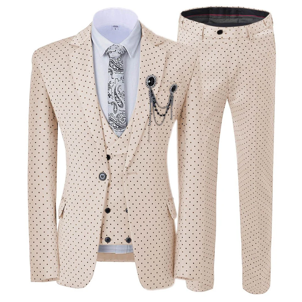 Мужской деловой Свадебный костюм, новые тренды, различные цвета на выбор, чтобы обсудить три предмета(пиджак+ жилет+ брюки - Цвет: Хаки