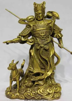 

Rare Chinese Brass bronze famous fable Yang Jian Erlangshen Taoism God warrior Statue Garden Decoration 100% real Brass Bronze 2