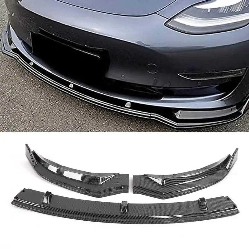 廃番特価 3個の車のフロントバンパーリップスポイラーディフューザートリムプロテクター炭素繊維スタイルの交換テスラモデル3 17 18 19 21 大阪大特価 Centerofhope Haiti Org