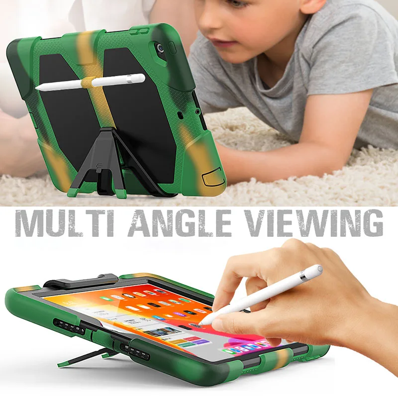 Чехол для iPad 10,2 7th Gen A2200 A2197 Funda Tablet противоударный жесткий чехол сверхпрочный силиконовый чехол-подставка держатель для ручки