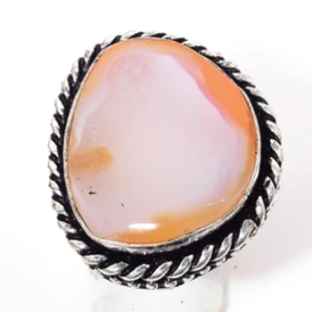 

Genuine Solar Agate Ring Silver Overlay over Copper , Hand Made Women Jewelry gift , Size: 8.75 , R6451