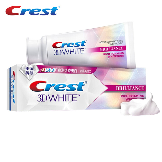 3D White Toothpaste Brilliance + Advanced Stain Protection Vibrant Peppermint Teeth Whitening Tooth Paste Squeezer 1 Tube