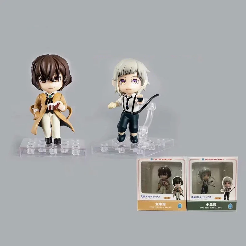 

Anime 9cm 2pcs/set Bungo Stray Dogs dazai osamu Nakajima Atsushi Q version PVC Action Figure Toys Model Gift