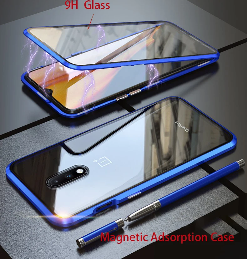 Магнитный чехол 360 с полной защитой для one plus 8 pro nord металлический из закаленного