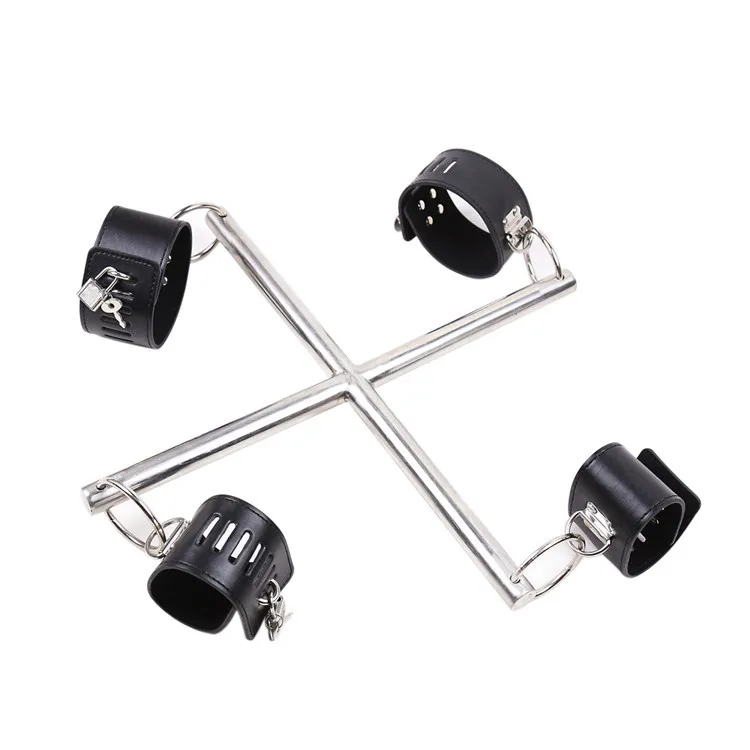 

Manufacturers Direct Selling Adult Products Cross Iron Pipe Hand Footcuff Lock Black And White with Pattern Sexy Aid Tied Hand H