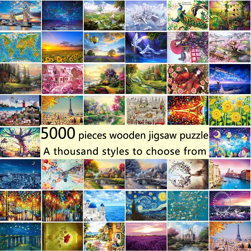 5000 pieces of wooden jigsaw and various patterns optional adult decompression children's educational toys gifts DIY decorative safe various styles city truck cartoon pull back car children toys christmas gift cartoon car toy cartoon car toy