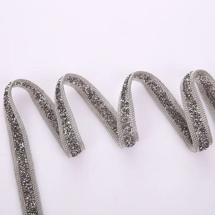 

5Yards 2cm -gray Rhinestone sash applique, Iron on applique, Sew on applique, Sew On Crystal Trim, Crystal Gem Trim