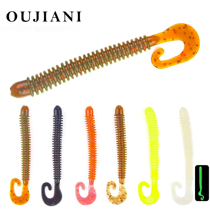 

20Pcs / Lot 8.5Cm 2.4G Fishing Lure Pack Jig Of Earthworm River Luminous Silicone Bait Fish Soft Lure Slug Smell Wobbler