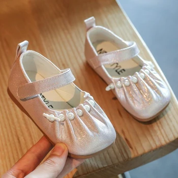 

Grils Boys Leather Shoes Girls Princess Pearl Shoes Fashion Soft Bottom Shoes Children'S Wedding Casual Loafers