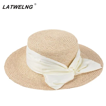 

New Fashion Big Bow Raffia Sun Cap Women Flat Visor Hats Ladies Summer Accessories For Beach On Holiday Wholesale