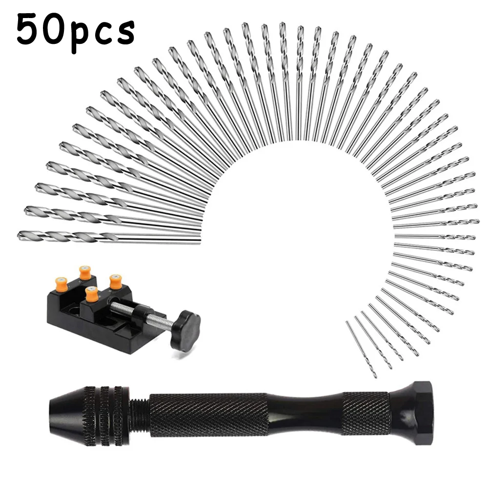 

50pcs Hand Drill Pin Vice Kit Carving Clamp DIY Woodworking Crafts Jewelries Watch Plastic Power Drilling Accessory