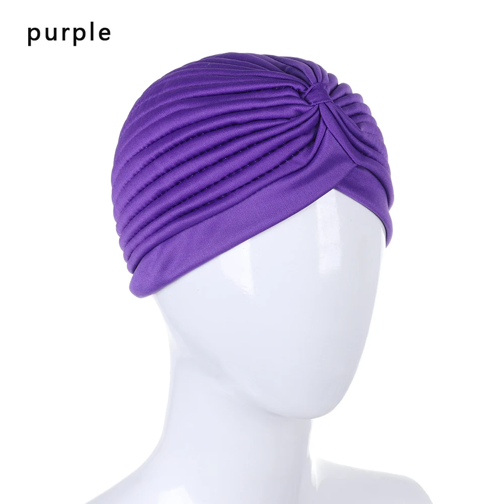 Knitted Spring Winter Hat Women Felt Hat Ladies Turban Head Wrap Caps for Women Twist Headwrap Hat Girls Croceht Beanies LLA24 - Цвет: purple