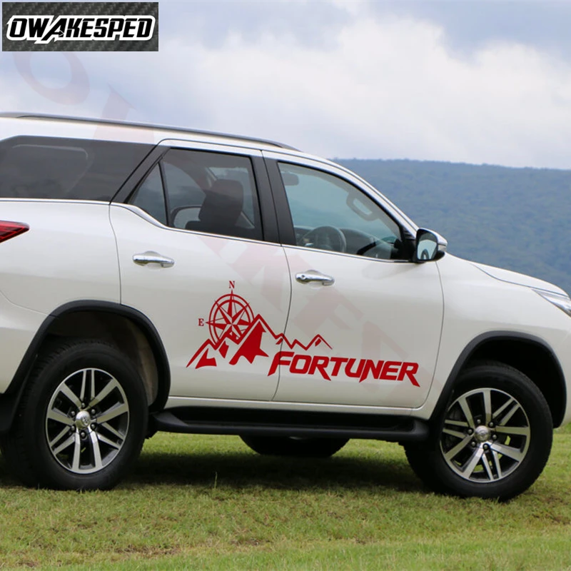 1Set Car Styling Mountain Compass Graphics Sticker Auto Body Door Side Vinyl Decal Accessories For Toyota-Fortuner (4)