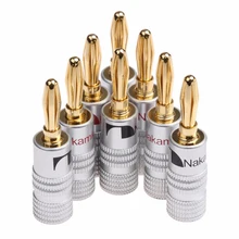 

8pcs Nakamichi BANANA PLUGS 24K Gold-plated 4MM Banana Connector with Screw Lock For Audio Jack Speaker Plugs Black&Red