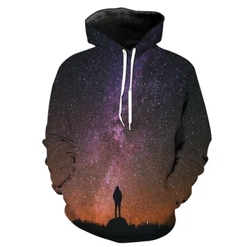 

foreign trade 3D dazzling prints with hats pockets pullovers men's fashion and caps Men's Sweatshirts Printing Blouse hoodies