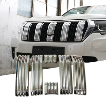 

1 Set Front Middle Mesh Cover Without Camera Hole For Toyota Land Cruiser Prado 150 2010 - 2019 ABS Chrome Car Accessories