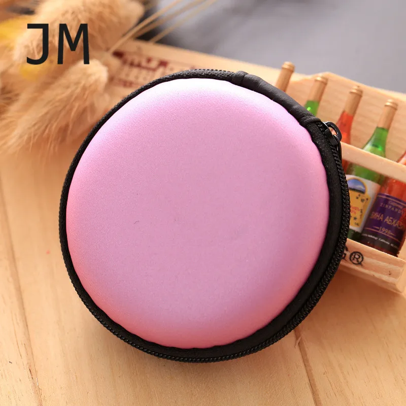 JM Purse Children's Wallet Round Small Coin Purses Women Children Mini Wallet Coin Box Storage Carrying Zipper Earphone Bag - Цвет: pink