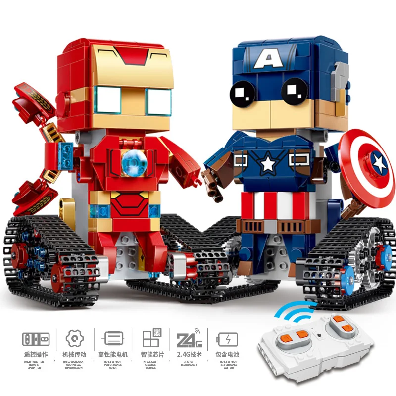 DIY-Technic-RC-Brickheadz-Remote-control-Avengers-4-Building-Blocks-Kits-Compatible-Legoed-action-figure-Spiderman