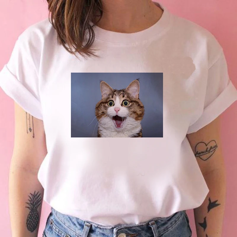 Summer Casual Women T shirts Lovely dogs and cats Printed Fashion clothing Harajuku Casual Korean Style Tops female Tee