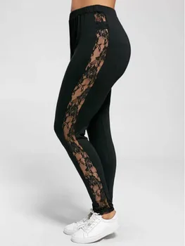 3XL XXL Plus Size Lace High Waist Fitness Leggings Women Holllow Out Yoga Pants Gym Workout Sports Trousers - Image 3