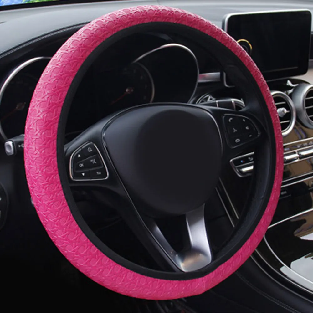 Dish Sets Steering Wheel Wrap Durable Steering Wheel Covers Accessories Breathe Freely 15 Inch Cars Universal - Название цвета: rose red