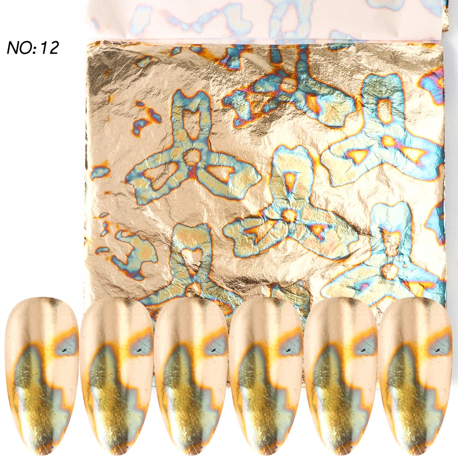 Бронзовые золотые наклейки для нейл-арта, металлическая фольга для ногтей, голографический слайдер, полное покрытие для ногтей, переводная бумага для маникюра, ногтей CH1546